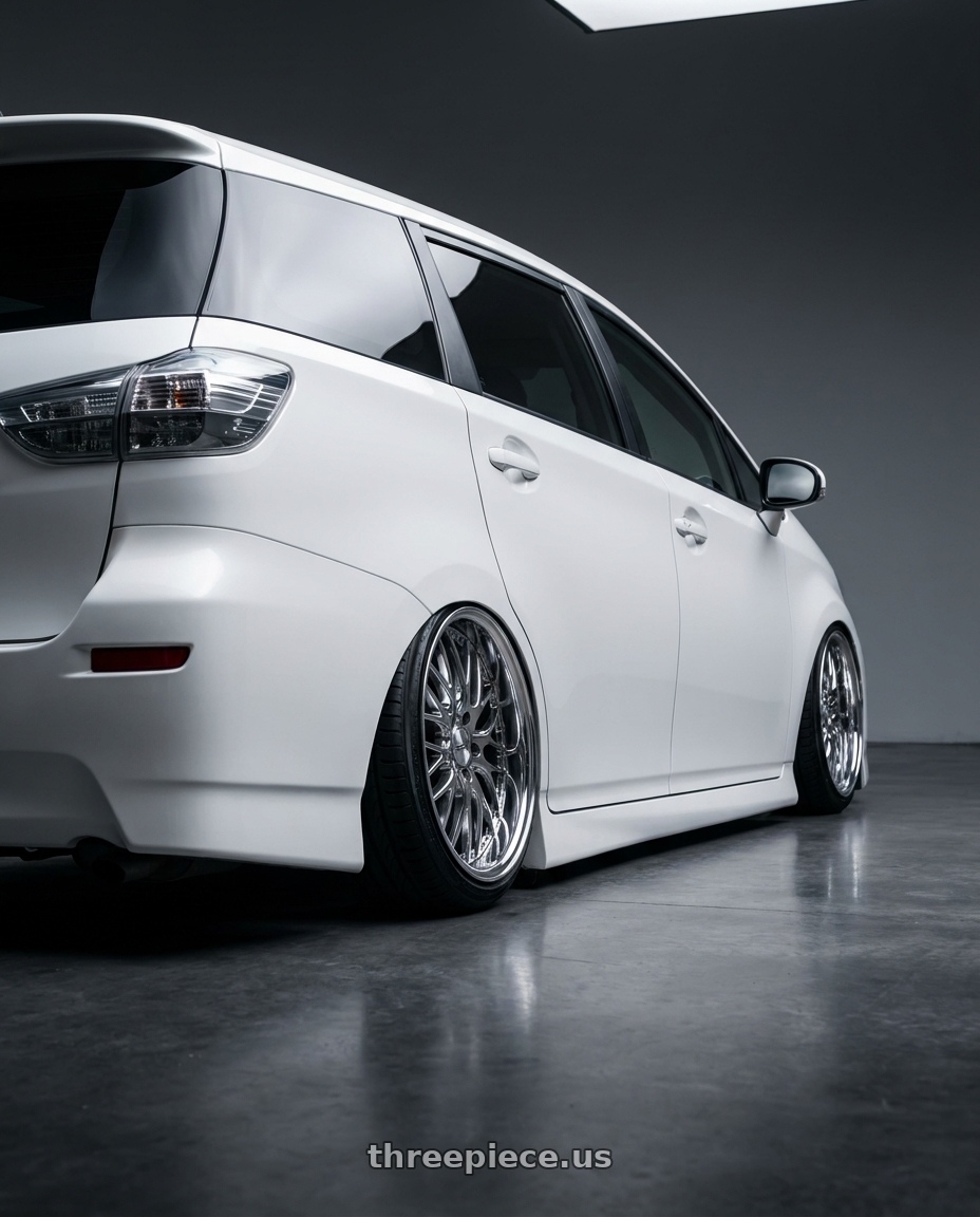 2016 Toyota Wish 2.0 with ECLIPSE 101 5X108 20x8.5 +38 CHROME wheels rear three quarter view slight stretch tires