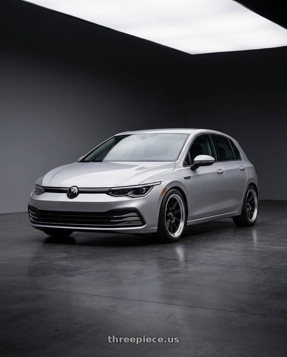 2024 Volkswagen Golf R MK8 with Konig Countergram 5x112 19x11+40 Matte Black / Matte Machined Lip wheels