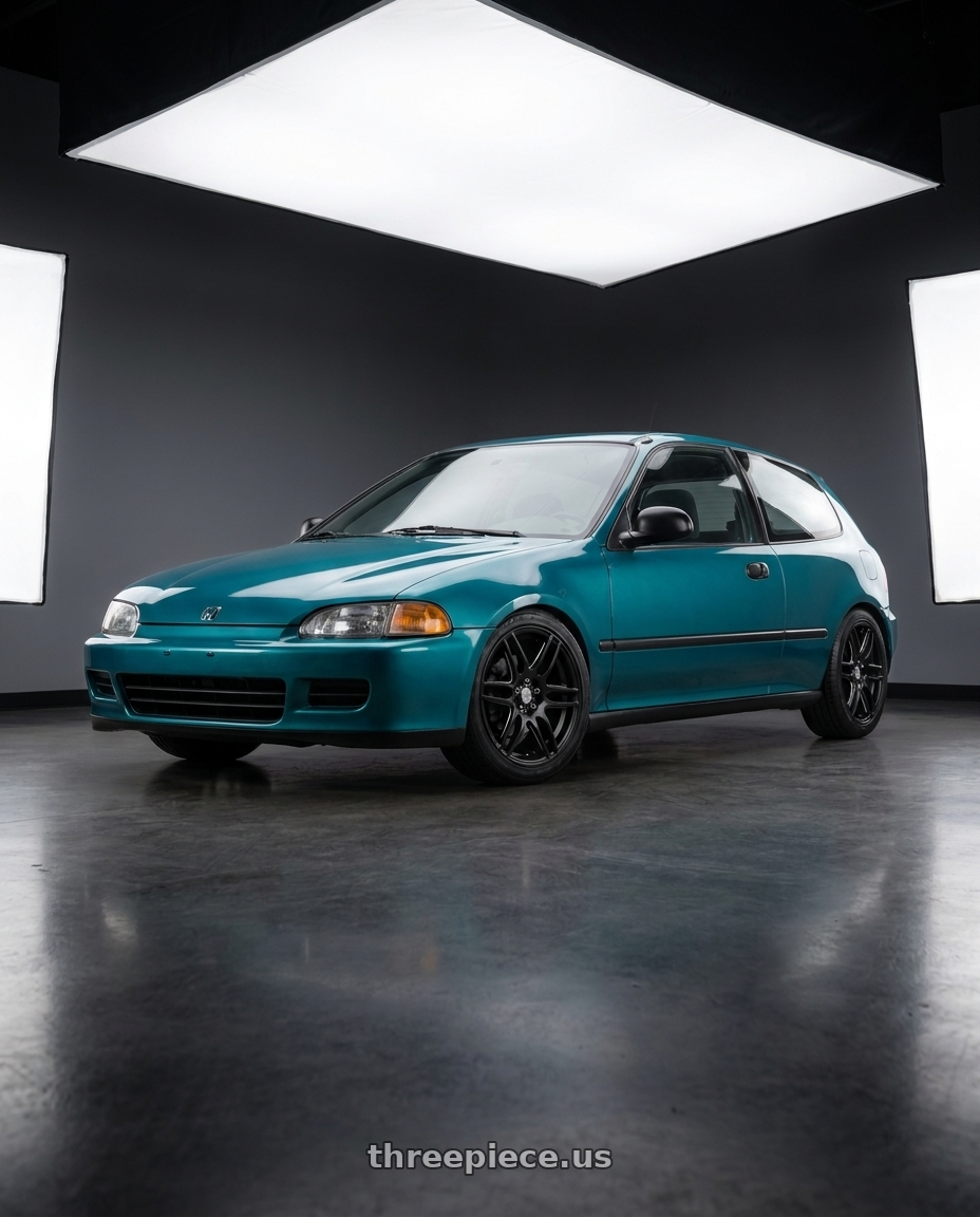 1992 Honda Civic Hatchback with Niche 1PC M106 NR6 4X100/4X114.3 18X8 +40 MATTE BLACK MILLED wheels