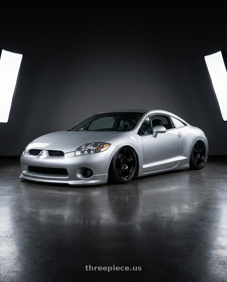 2010 Mitsubishi Eclipse with Gram Lights 57CR 5x114.3 19x9.5+45 Glossy Black wheels