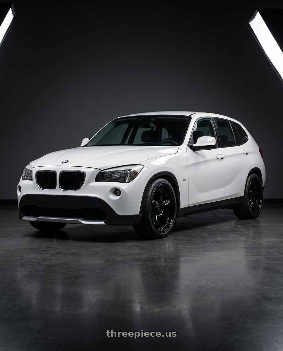 2011 Bmw X1 White with WedsSport RN-05M 5x112 18x9.0+32 Gloss Black wheels