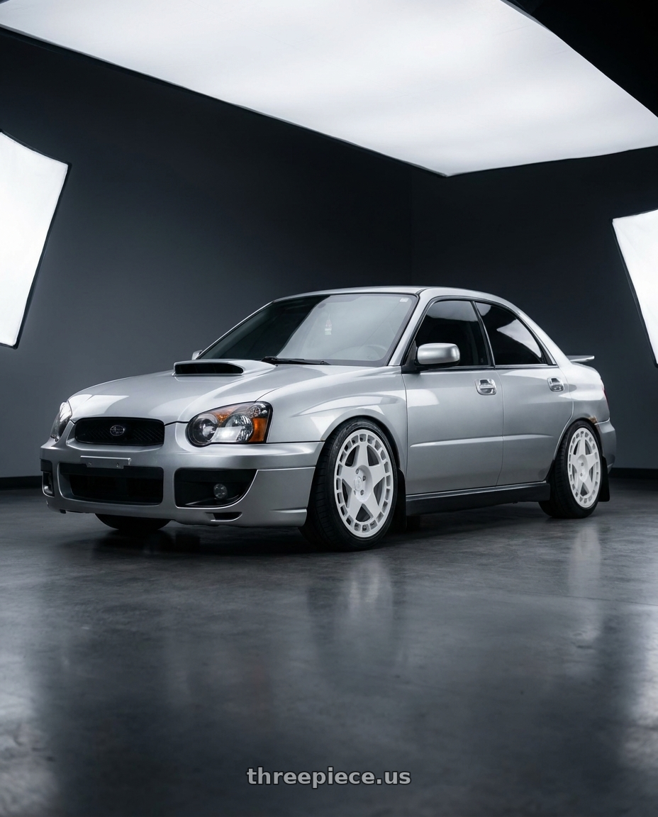 2004 Subaru wrx  with fifteen52 TURBOMAC 5x100 17x7.5 +30 RALLY WHITE (GLOSS WHITE) wheels