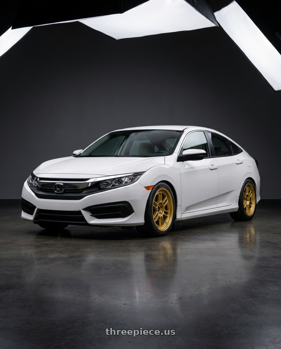 2016 Honda Civic LX with Enkei RPF1 5x114.3 17x8+45 Gold wheels