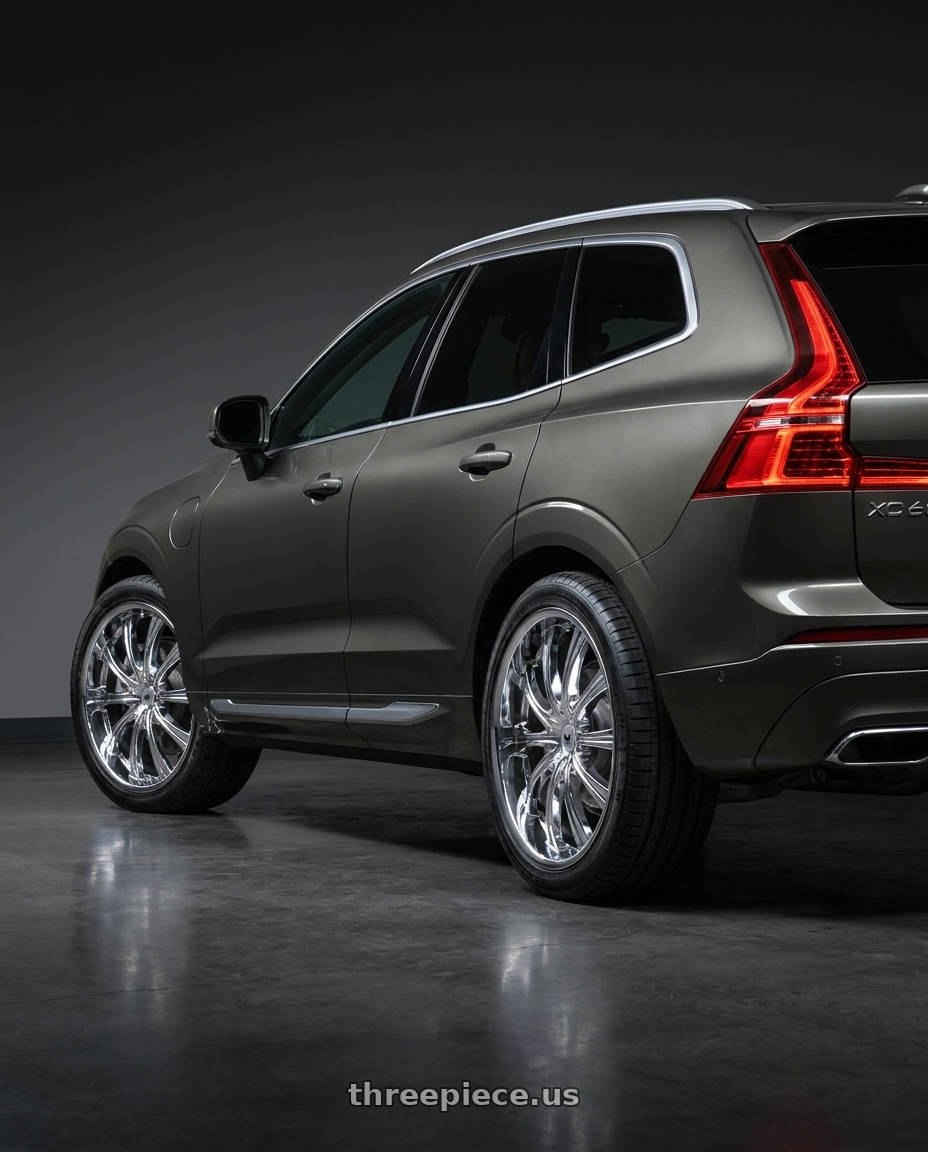 2022 volvo XC60 Inscription with Mazzi Hype 351 5x108/5x114.3 20x8.5+40 Chrome wheels rear three quarter view square tires