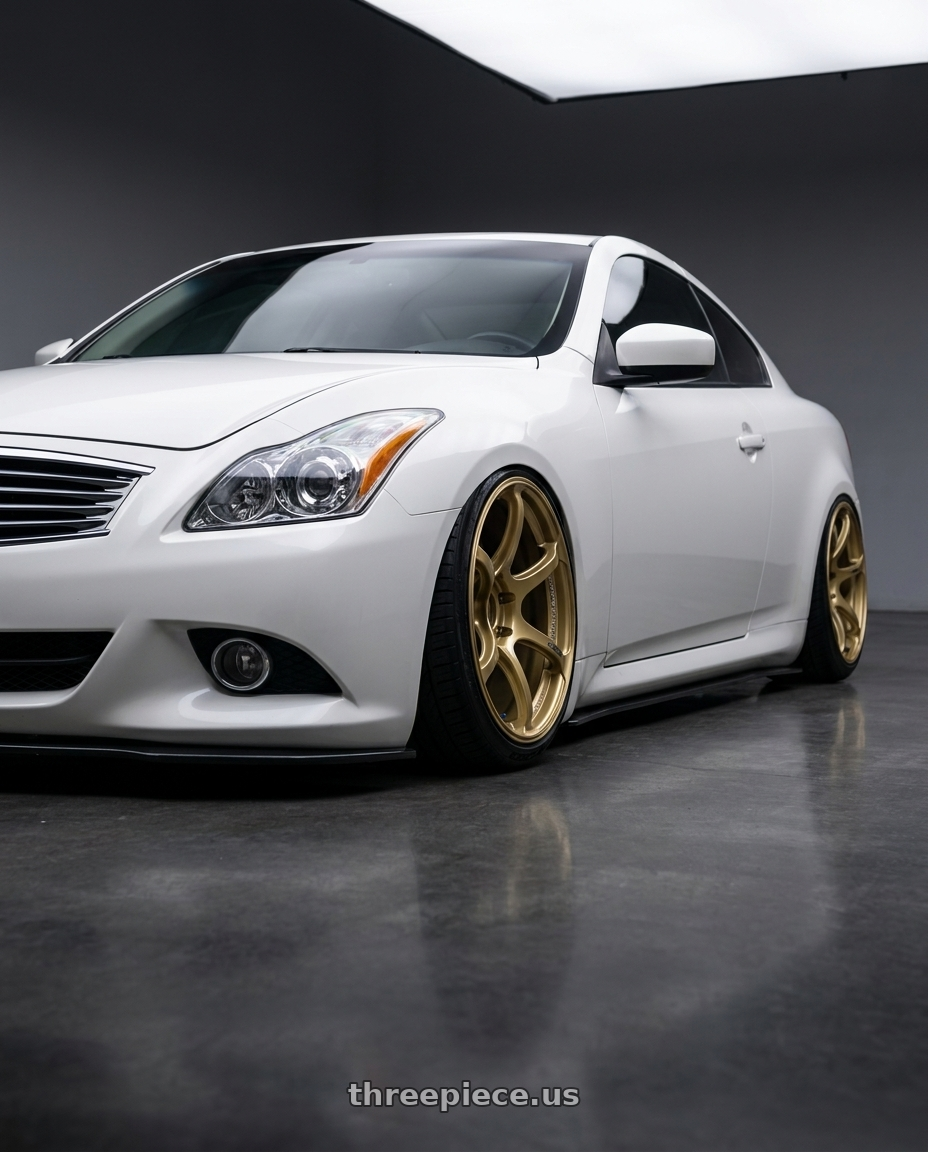 2014 Infiniti G37 Coupe with Advan RGIII 5x114.3 19x10.5+25 Gold wheels