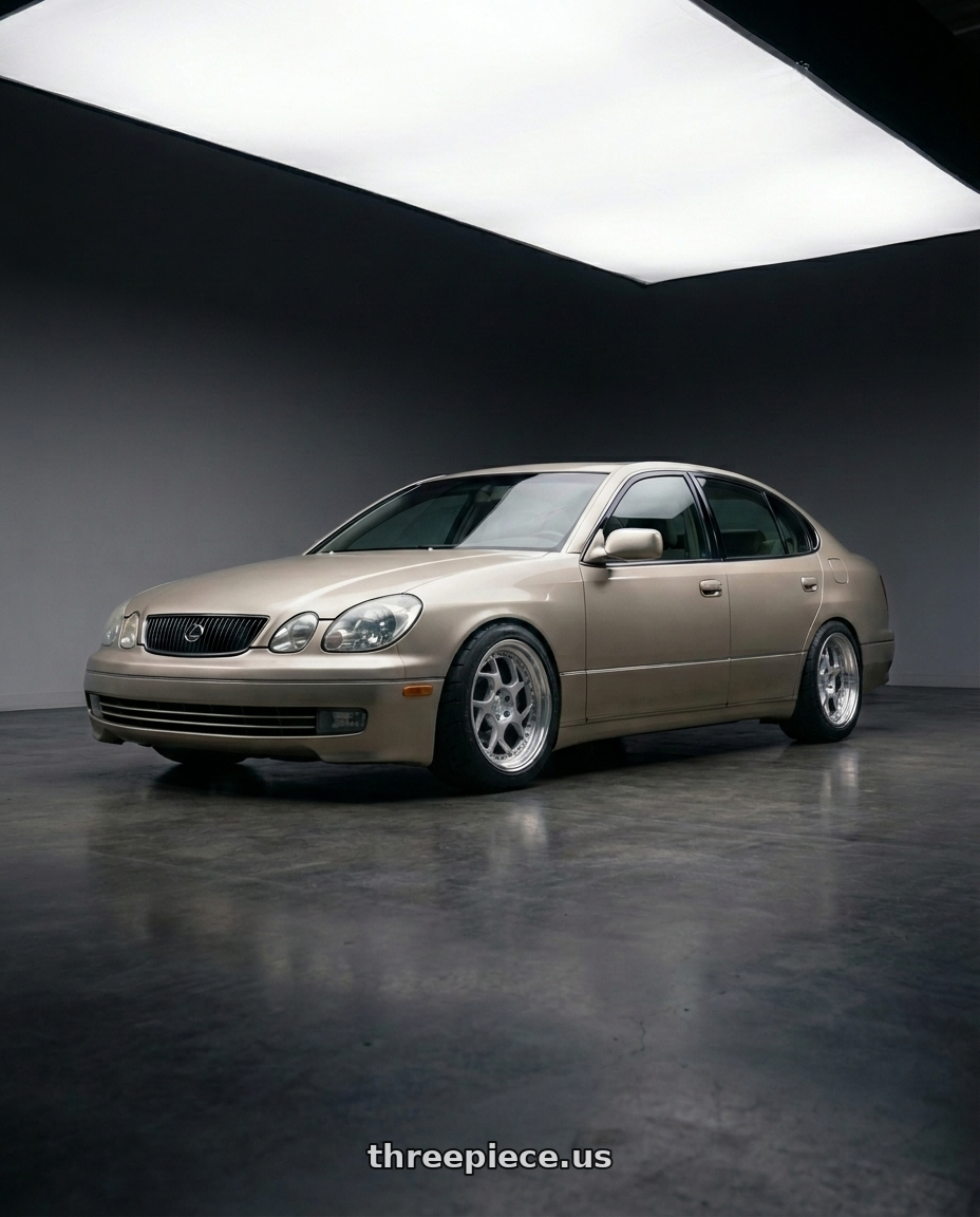 2000 lexus gs300 with Aodhan DS01 5x114.3 18x9.5+30 Silver Machined Lip w/Chrome Rivets wheels