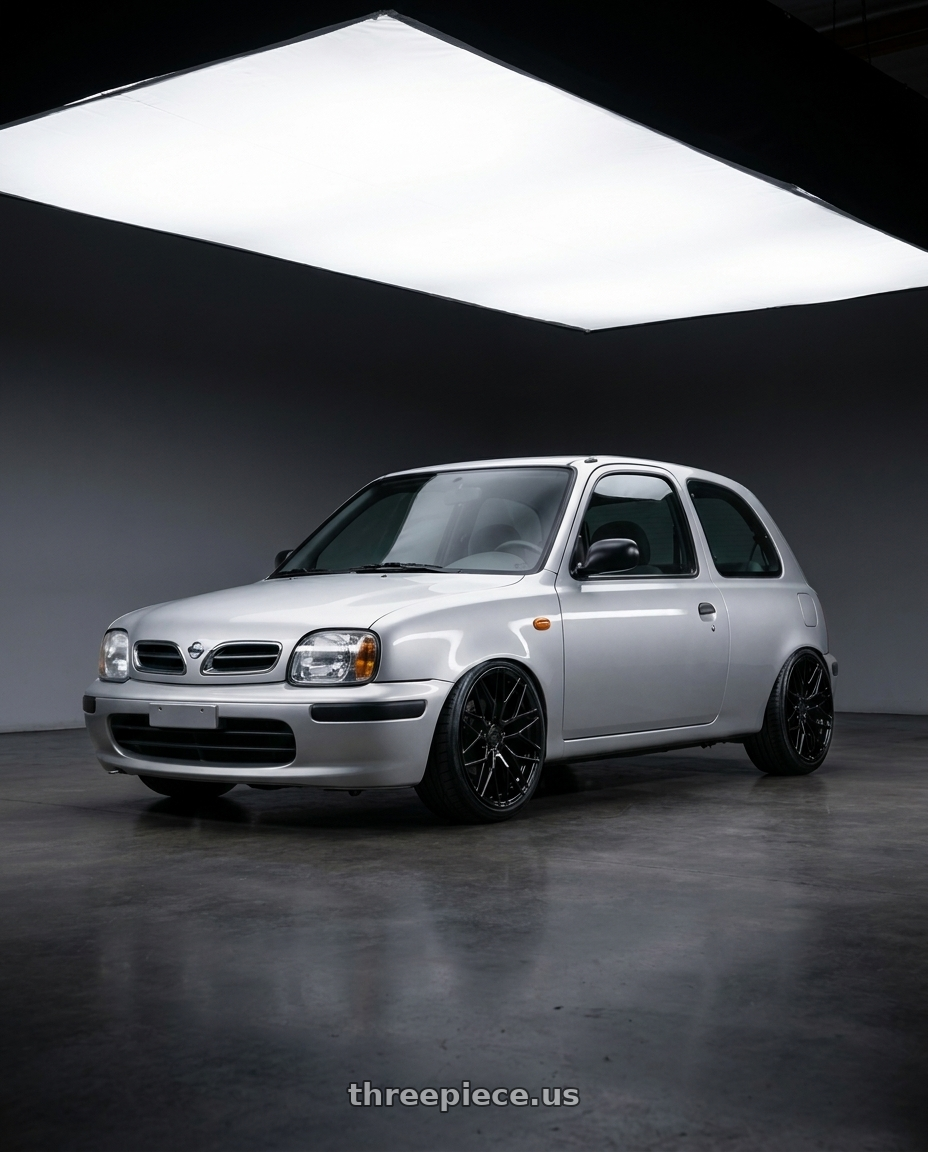 1998 Nissan March with Avant Garde Wheels M520R 5X114.3 19x9.5 +40 Gloss Black wheels