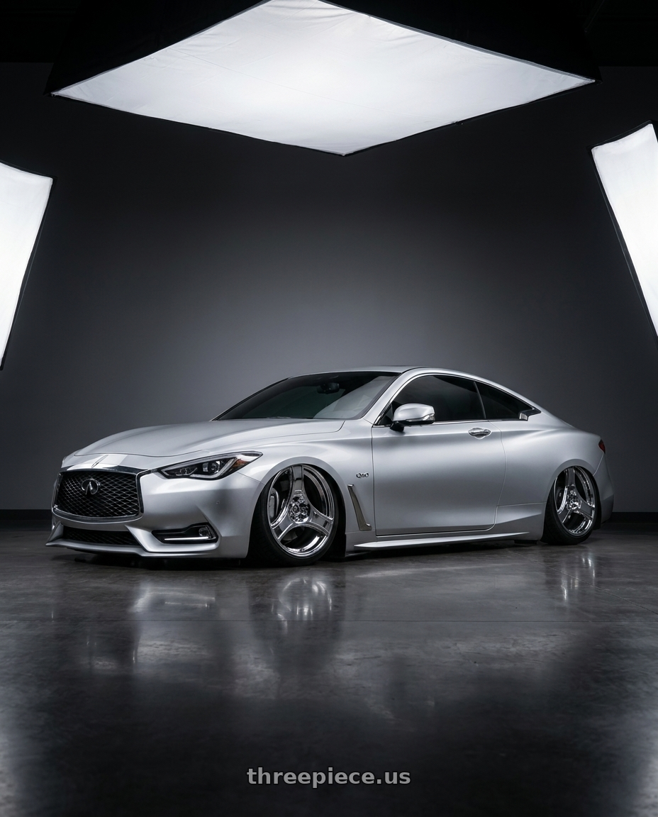 2018 infiniti q60 luxe with HERITAGE WHEEL BUSHIDO MONOC 5x100 18x9.5 +38 CHROME wheels