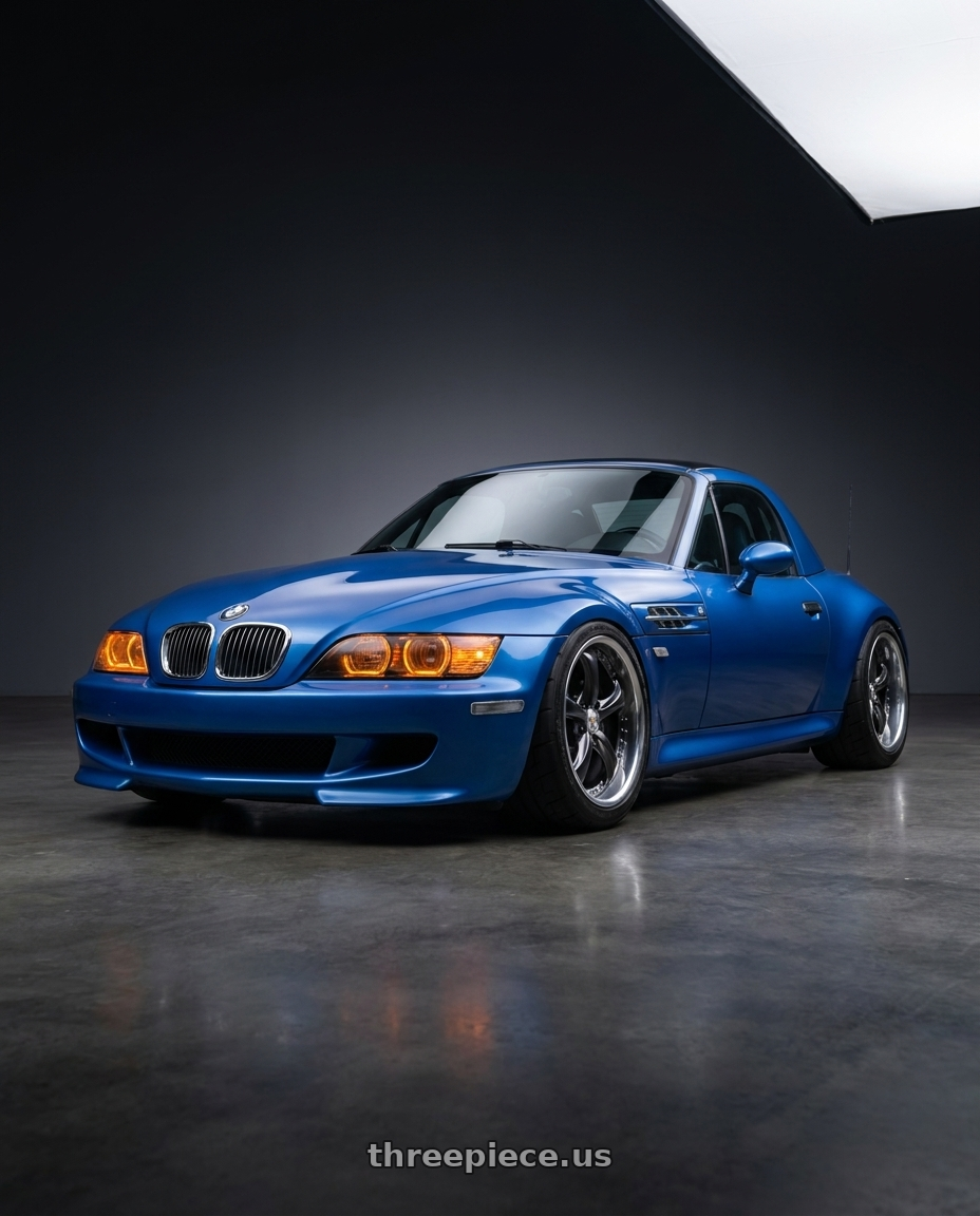 2002 bmw Z3M with Work Wheels VS-KF 5X114.3 19x7.5-4 Brilliant Silver Black A Disk FULL REVERSE wheels