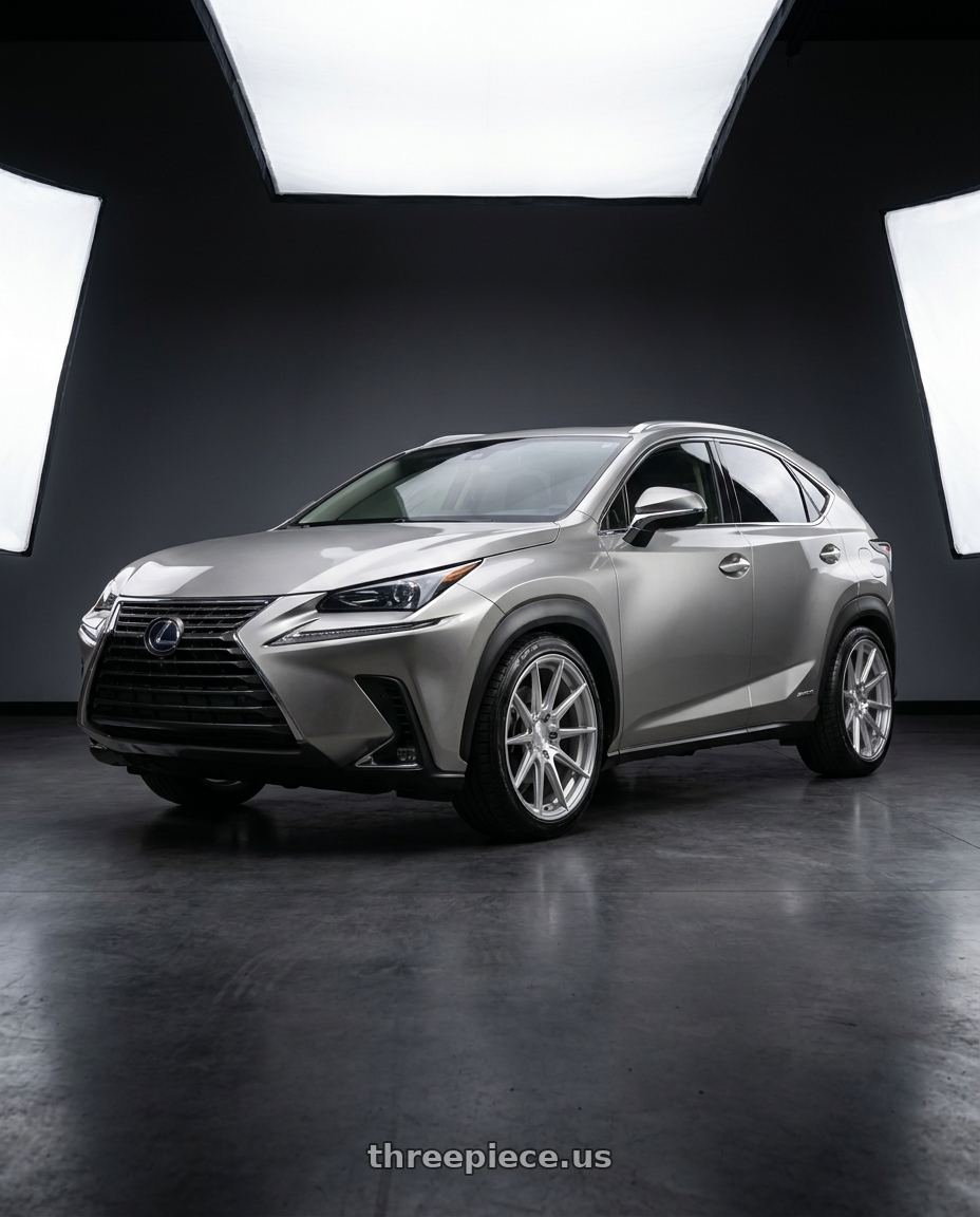 2019 Lexus NX with F1R F101 5x114.3 20x9 +35 Machine Silver wheels