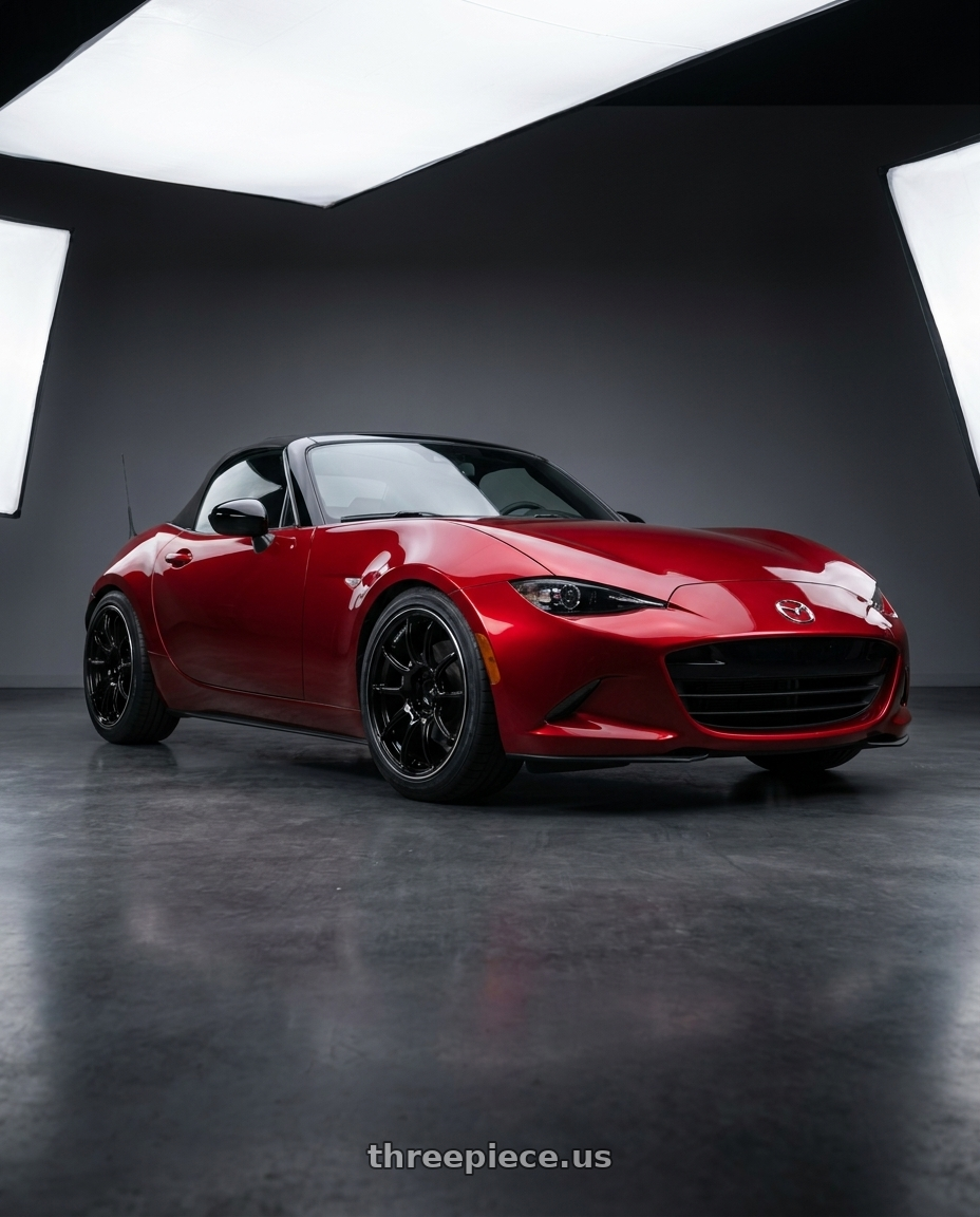 2024 mazda mx5 with Advan Racing RZII 4x100 17x7.5 +38 RACING GLOSS BLACK & RING wheels