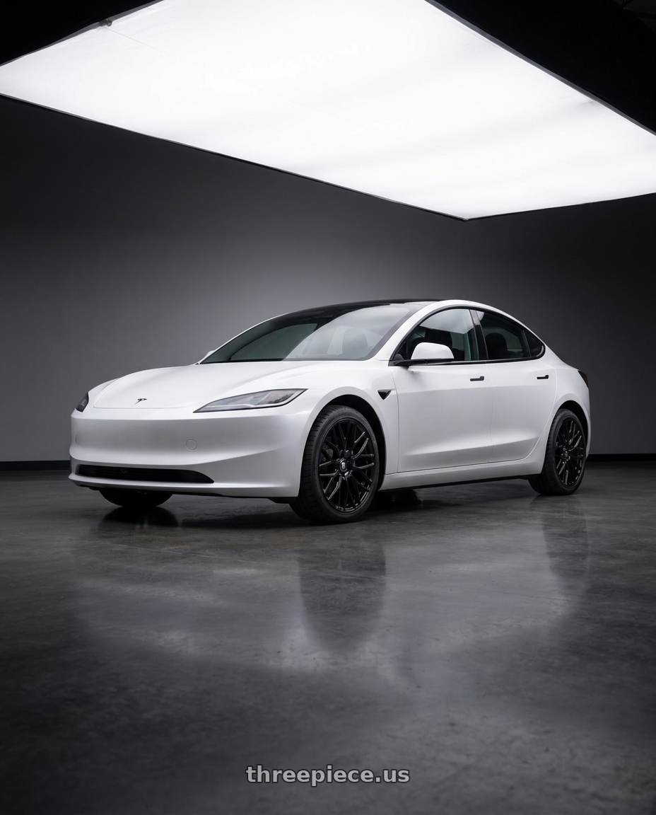 2025 Tesla Model 3 with TOUREN TR76 3276 5x112 19x8.5 +35 GLOSS BLACK wheels