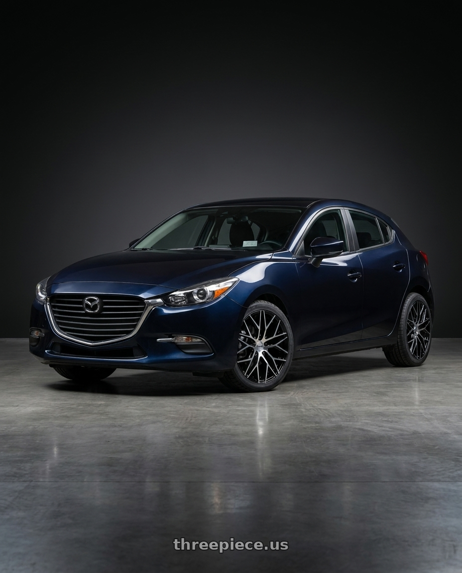 2018 Mazda 3 with KATANA RACING KR01 5x114.3 20x8.5 +40 Glossy Black Machined Face wheels