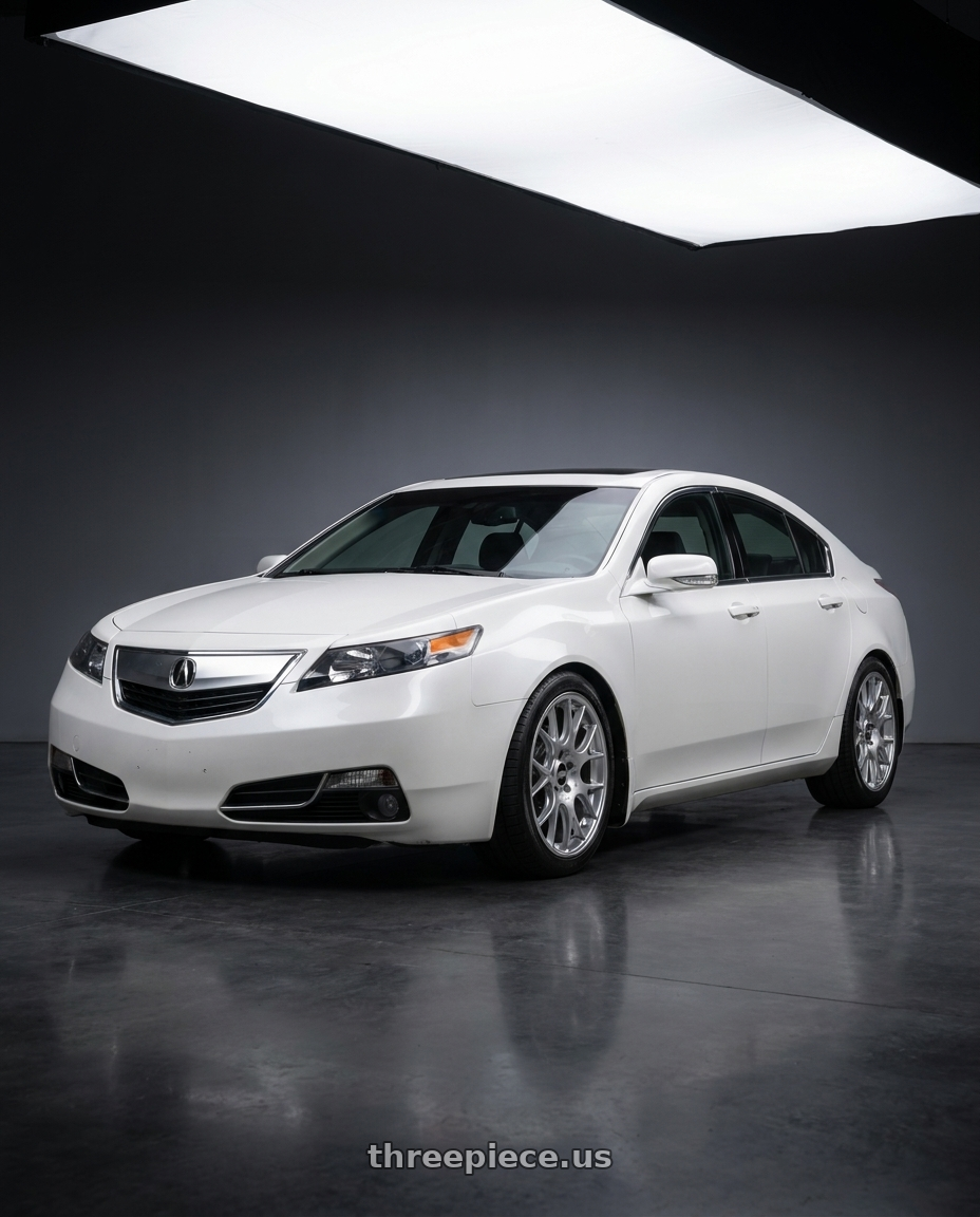2013 Acura TL SH-AWD White with BBS CH-R 5x120 19x8 +40 Brilliant Silver Polished Rim Protector wheels