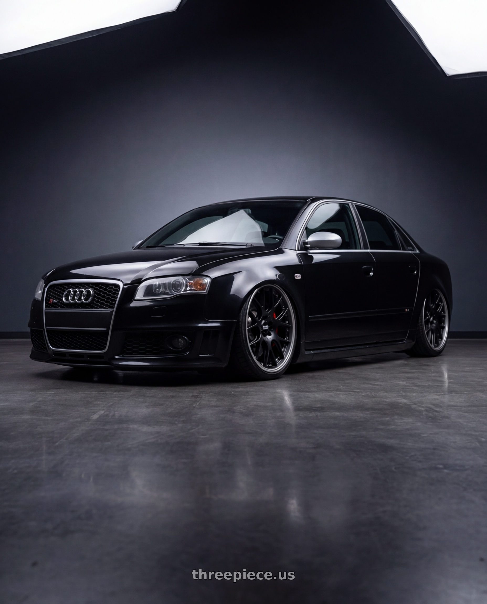 2007 b7 audi rs4 black with BBS CH-RII 5x130 22x11.5 +50 Satin Black Center Platinum Lip SS Rim Protector wheels