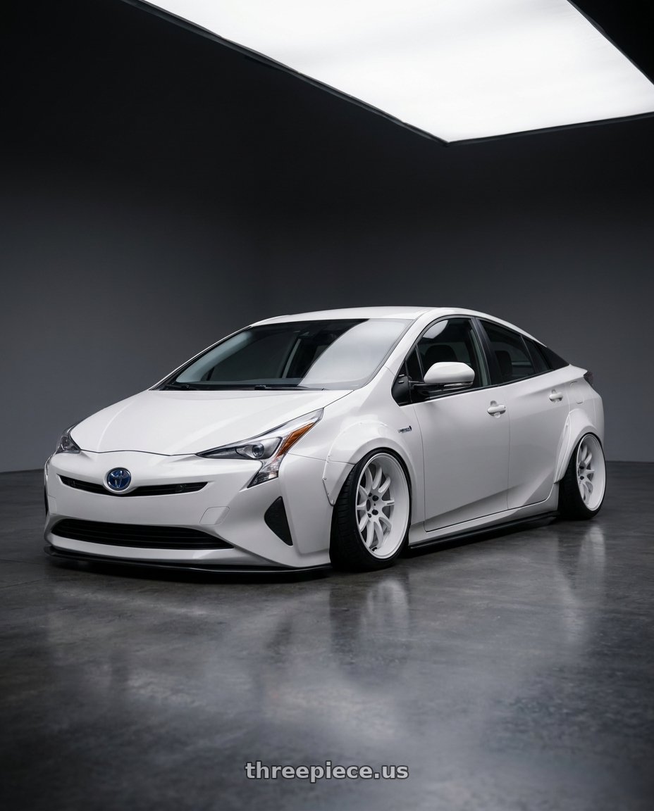 2017 toyota prius zvw 50 with Work Emotion D9r 5x100 18x10.5 +15 White wheels