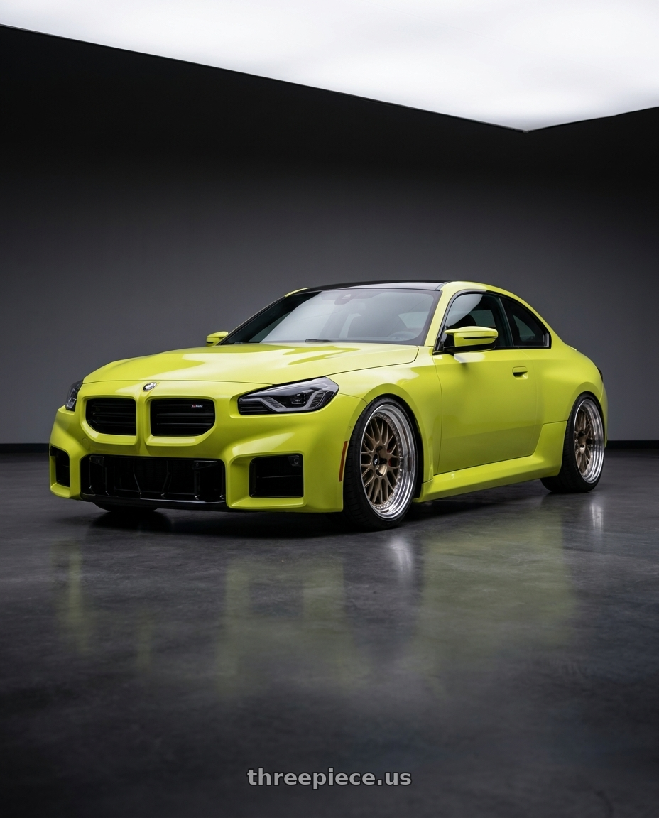 2025 BMW M2 Sao Paolo with Work Meister M1 3p 5x112 19x9.5+12 T Disk Titanium Gold wheels
