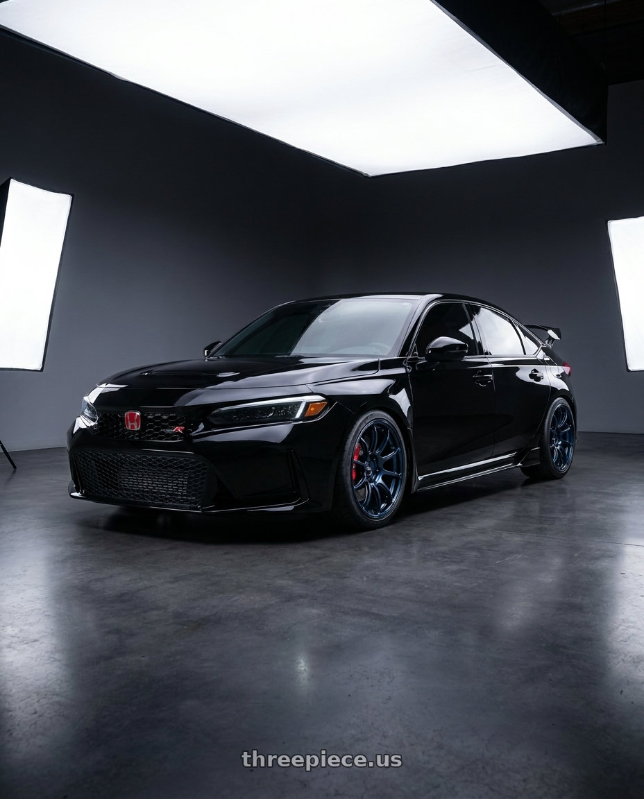 2023 civic type r with Advan RZ II 5x120 18x9+53 Racing Indigo Blue and Ring wheels