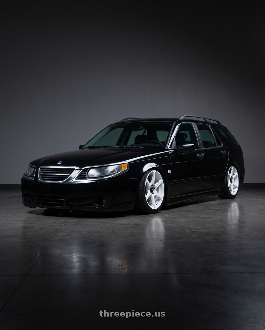 2007 saab 9-5 with Motegi MR154 BATTLE 5X114.3 17X9.5 +30 WHITE wheels