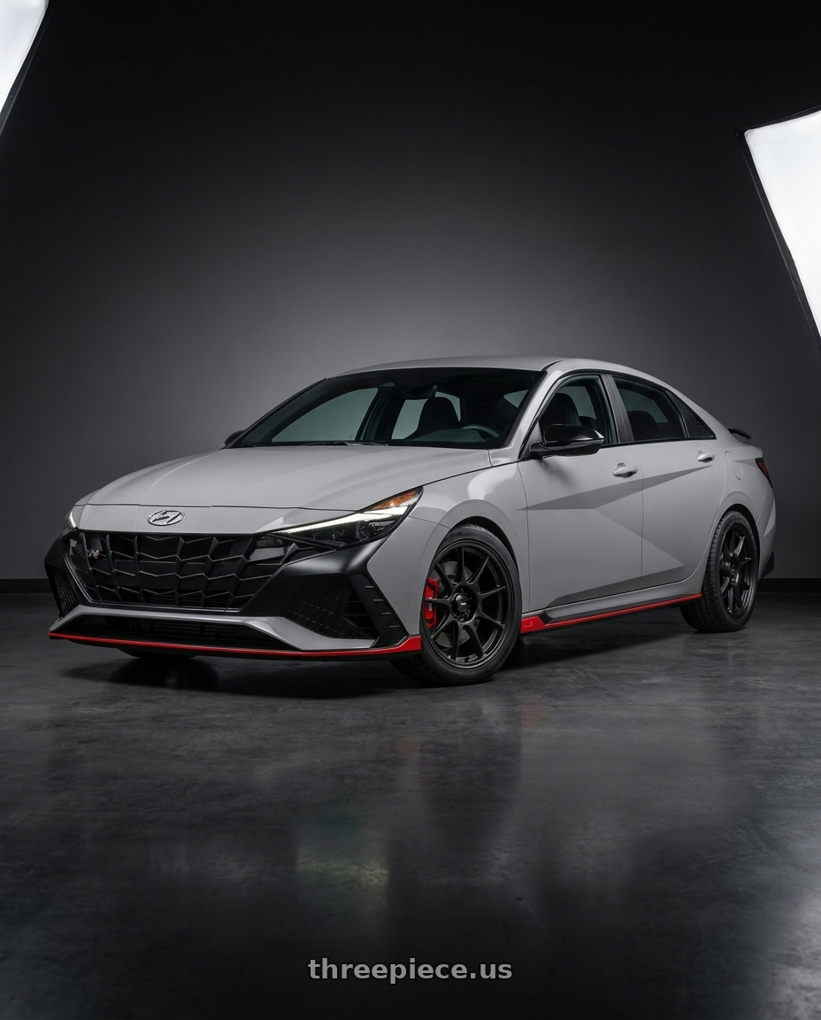 2022 Hyundai Elantra N Base with Konig Dekagram 5x114.3 18x8.5+35 Semi-Matte Black wheels
