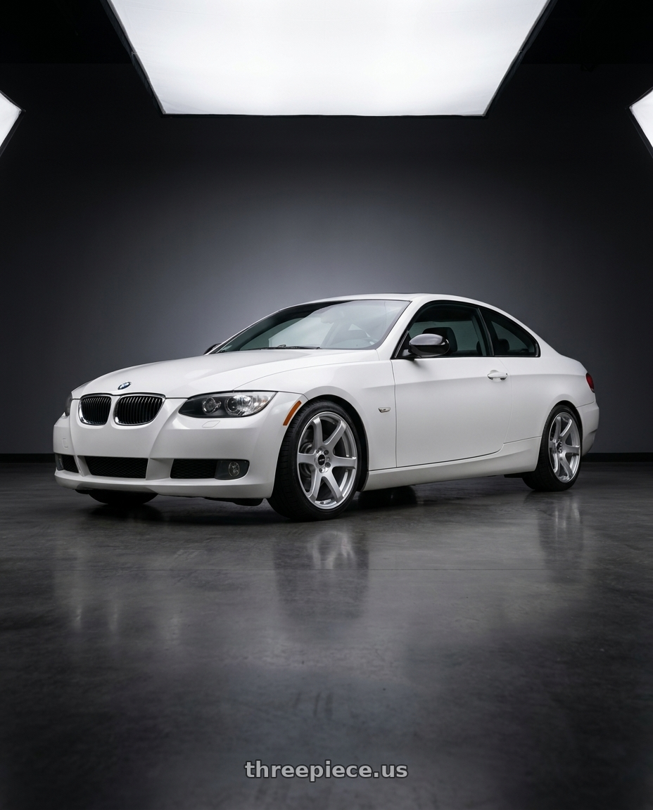 2008 BMW 328xi Alpine White with Enkei T6S 5x120 18x8+32 Matte Silver wheels