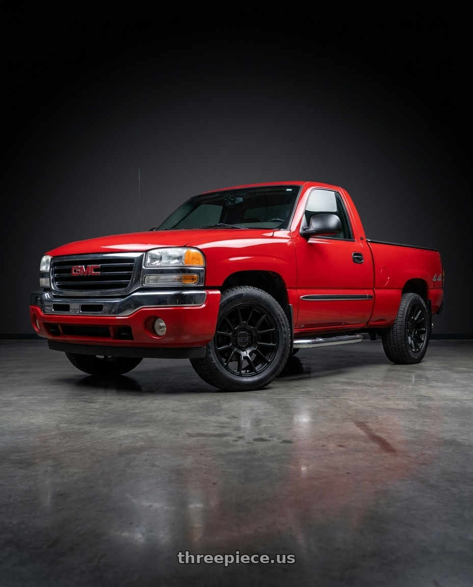 2004 gmc sierra 1500 fire with Raceline 950B Gauge 6x139.7 18x9 18 Satin Black wheels
