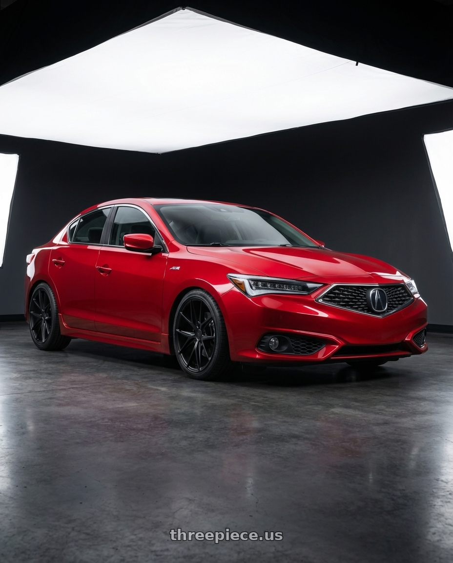 2012 Acura ILX with Niche 1PC M117 MISANO 5X114.3 17X8 +40 MATTE BLACK wheels front three quarter view lowered stance