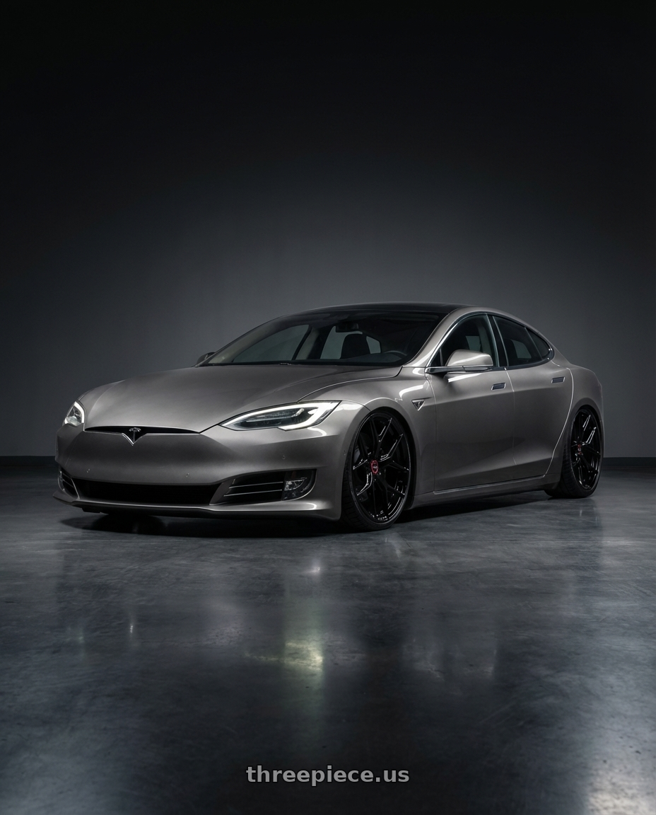 2018 Tesla Model S with Vossen HF-5 21x12 / 5x120 / ET52 / Deep Face / 72.56 - Gloss Black Wheel - HF5-1B36 wheels