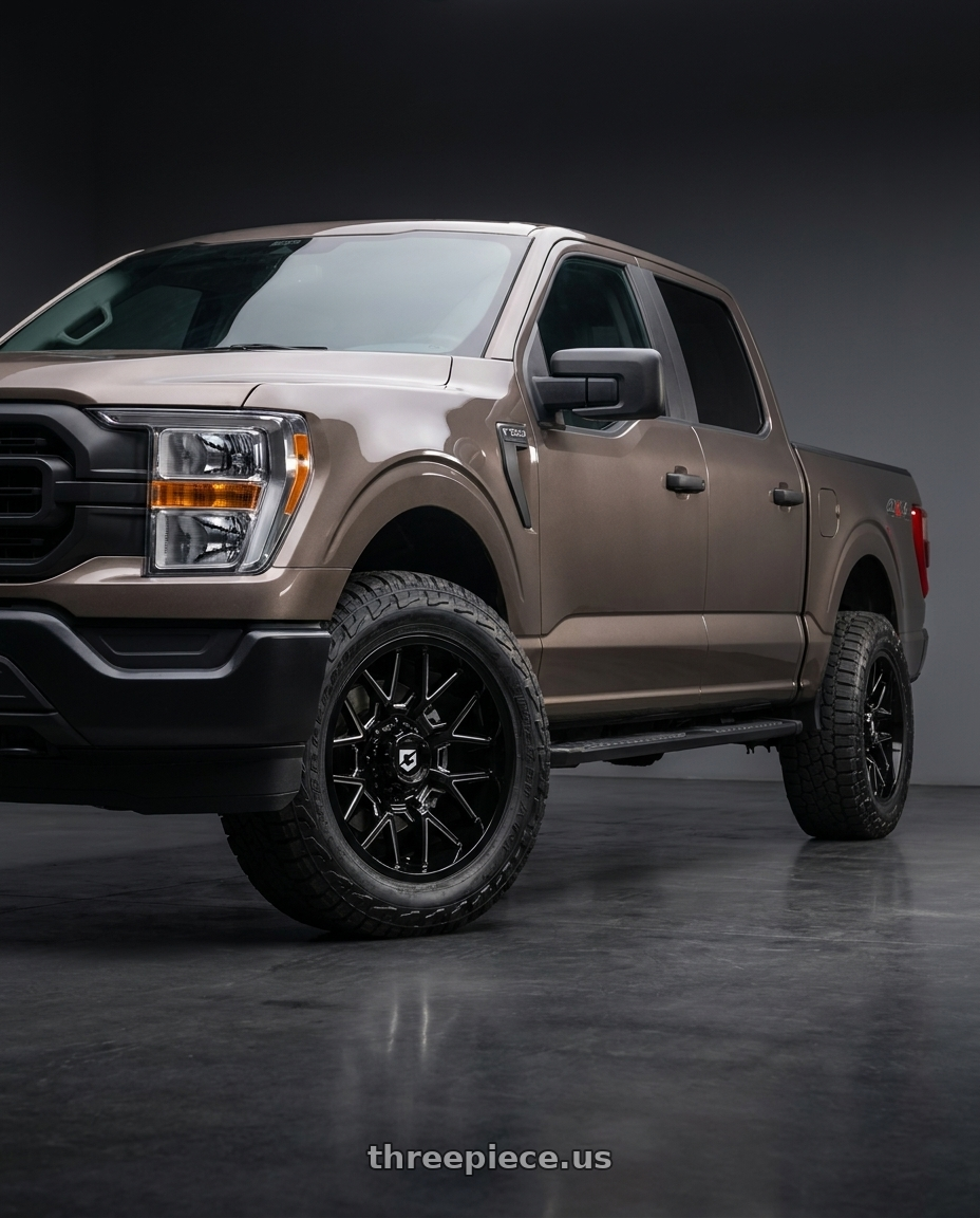 2013 Ford F-150 with Gear Off Road 768BM 6X135/6x139.7 20x9 +0 Gloss Black Milled wheels