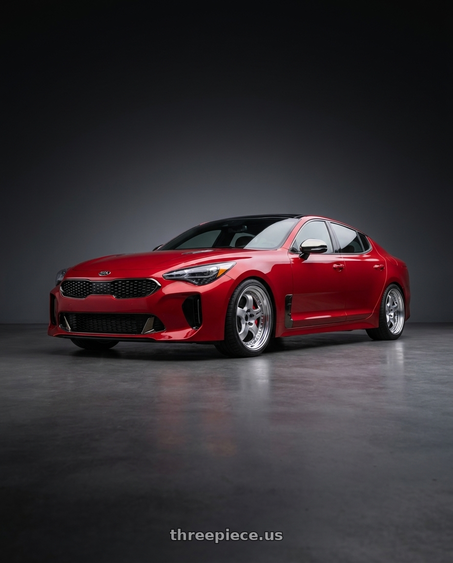 2018 Kia Stinger GT2 AWD with Work Meister S1 3P 5x114.3 19x8+31 R Disk Silver wheels