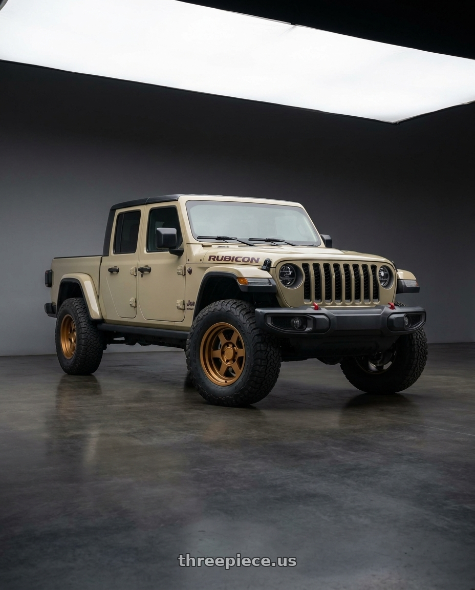 2023 Jeep Gladiator with 9six9 SIX-1 Deep 5x127 17X8.5 -10 Matte Bronze wheels front three quarter view stock stance