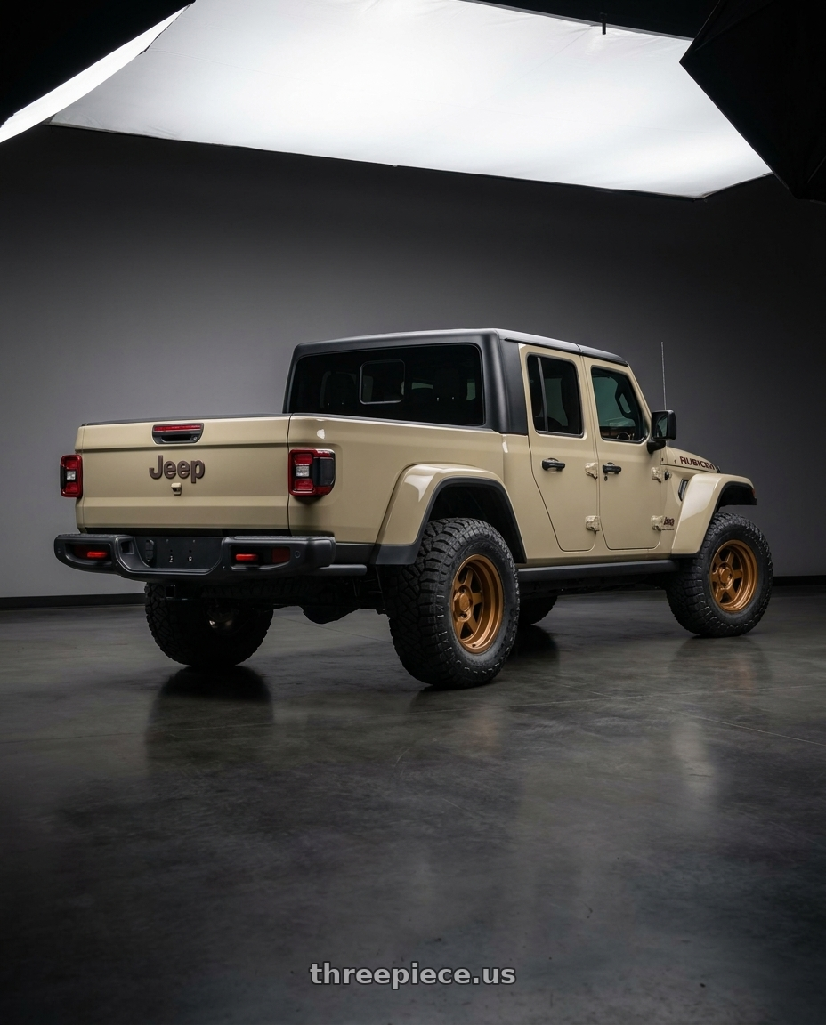 2023 Jeep Gladiator with 9six9 SIX-1 Deep 5x127 17X8.5 -10 Matte Bronze wheels rear three quarter view meaty tires