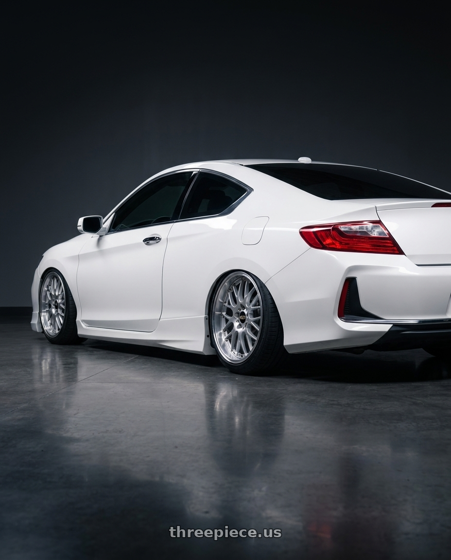 2016 Honda accord with BBS RS-GT 5x130 18x9.5+48 Diamond Silver wheels rear three quarter view slight stretch tires