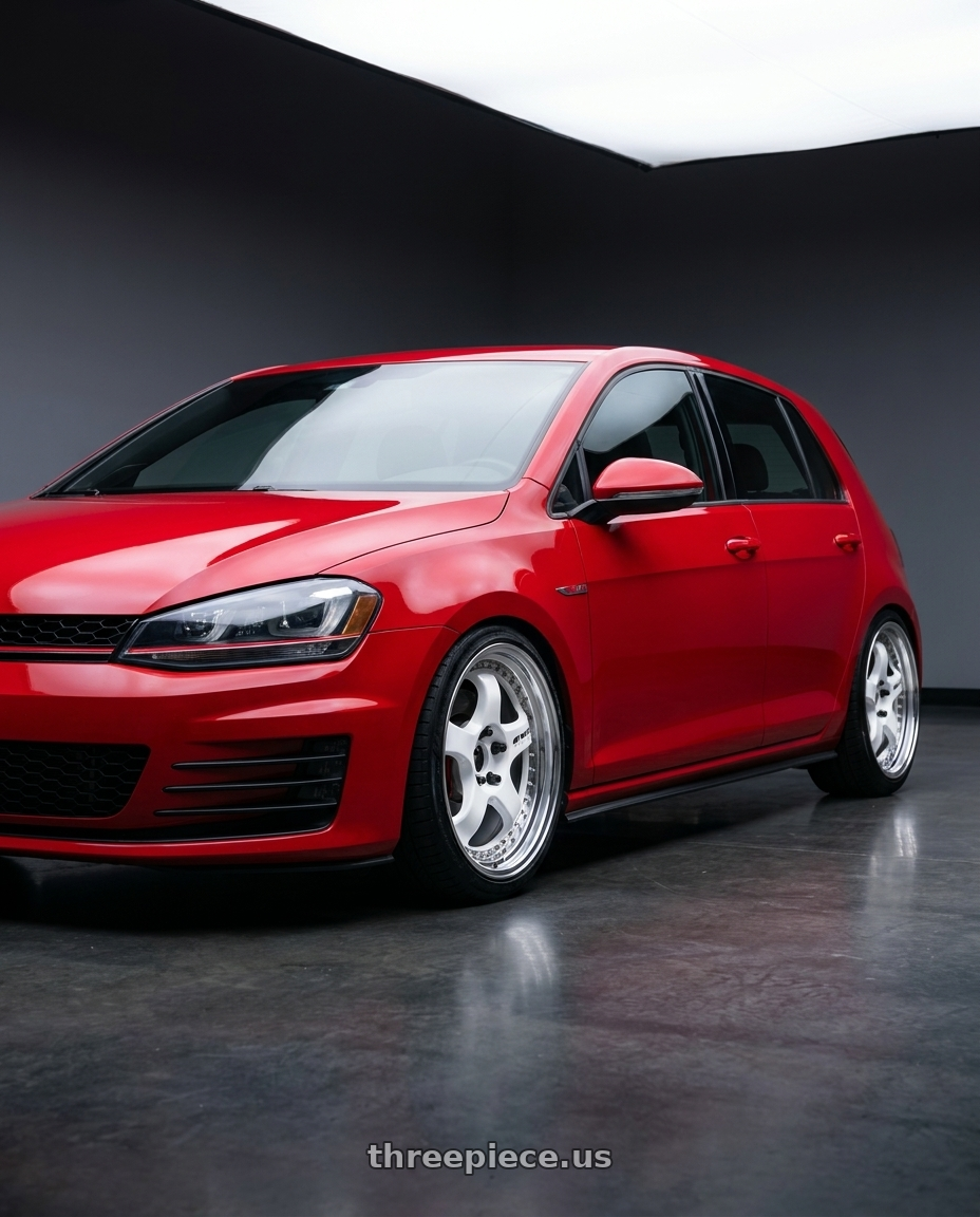 2017 VW GTI with Work Meister S1 3P 5x112 18x8.5+35 L Disk White wheels