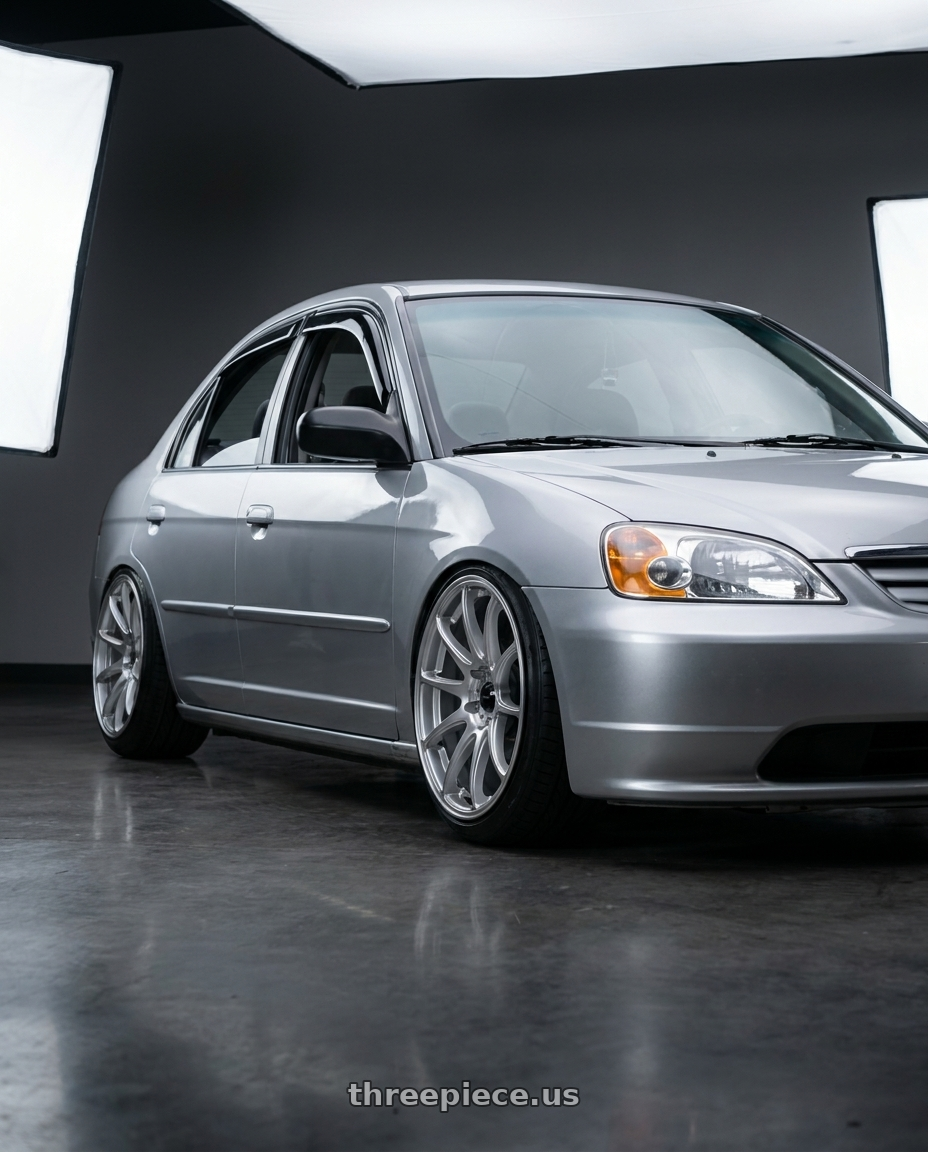 2002 Honda civic with Vors TR4 5x100 17x8  +35 Silver Machine Face wheels