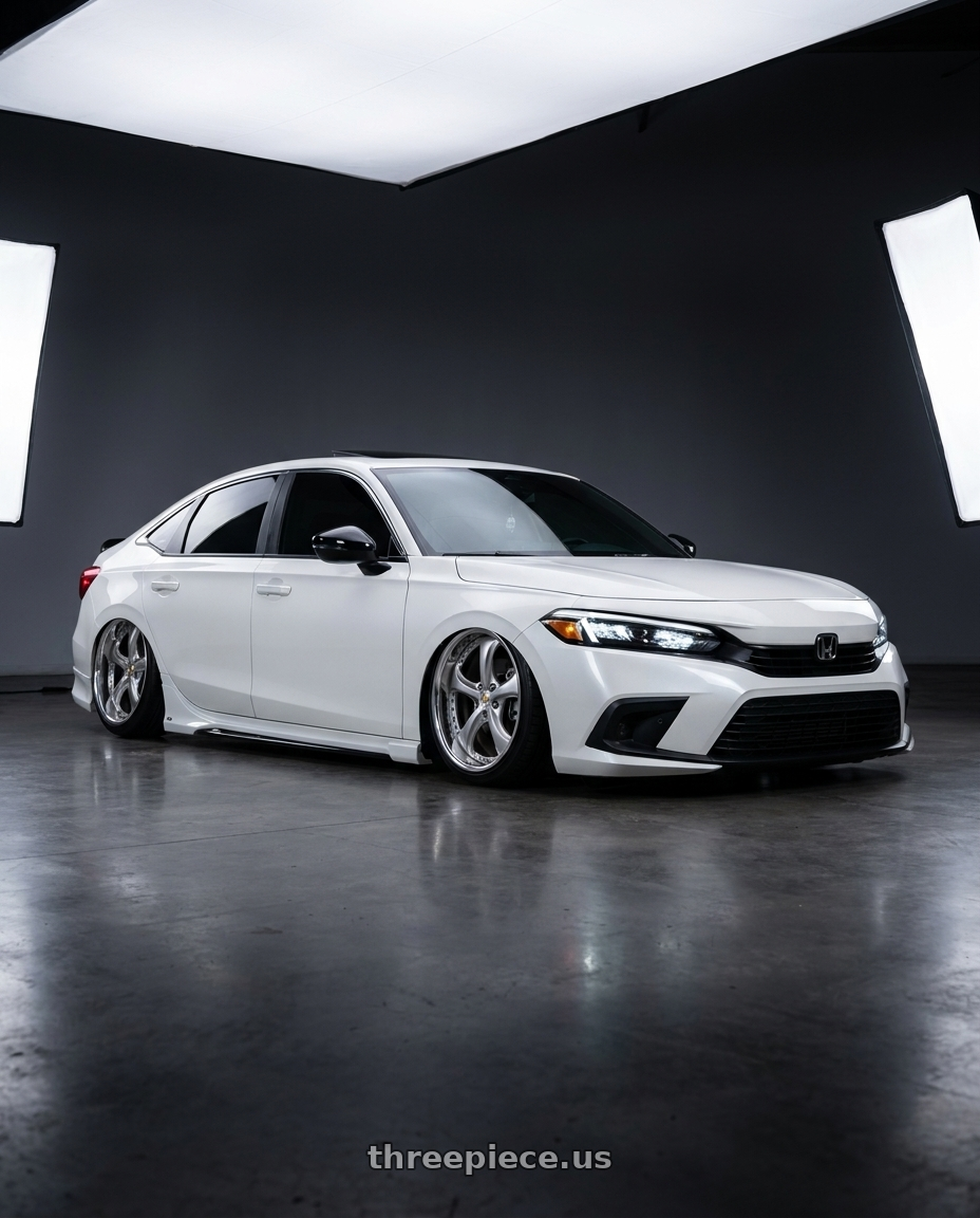 2024 Honda civic touring with Work Wheels VS-KF 5x114.3 18x8+40 Light Grey Silver A Disk FULL REVERSE wheels