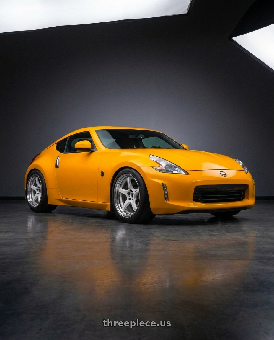 2017 Nissan 370z with Work T5R 2P 5x114.3 19x9.0 +22 WHITE wheels