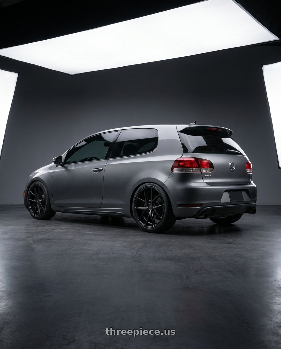 2013 Volkswagen GTI MK6 with Niche 1PC M117 MISANO 5X112 18X8 +42 MATTE BLACK wheels rear three quarter view square tires