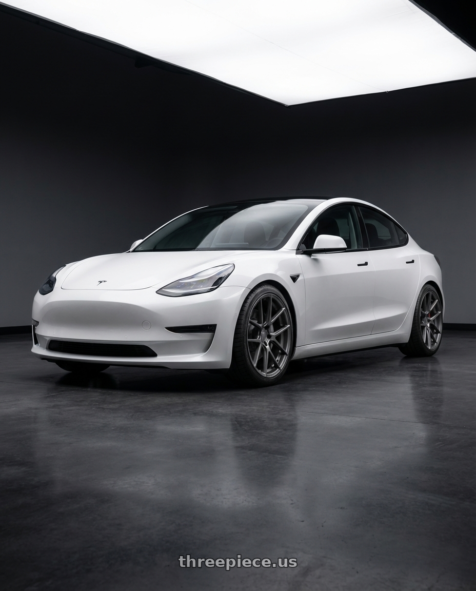 2023 Tesla Model 3 with Avant Garde Wheels M510 5X114.3 19x9.5 +40 Dolphin Grey wheels