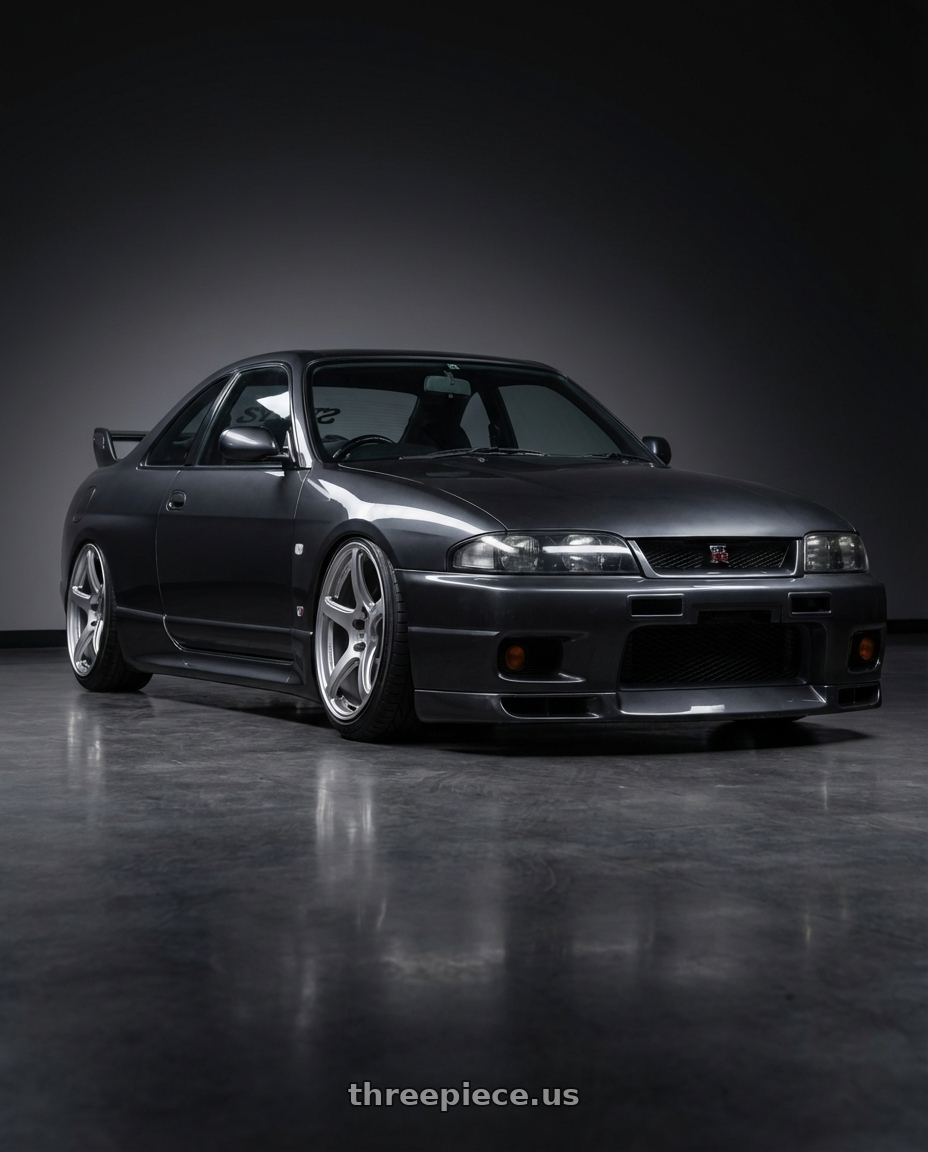 1996 Nissan Skyline R33 GTST with Work Emotion T5r 5x114.3 18x10.5 +12 Glow Silver wheels
