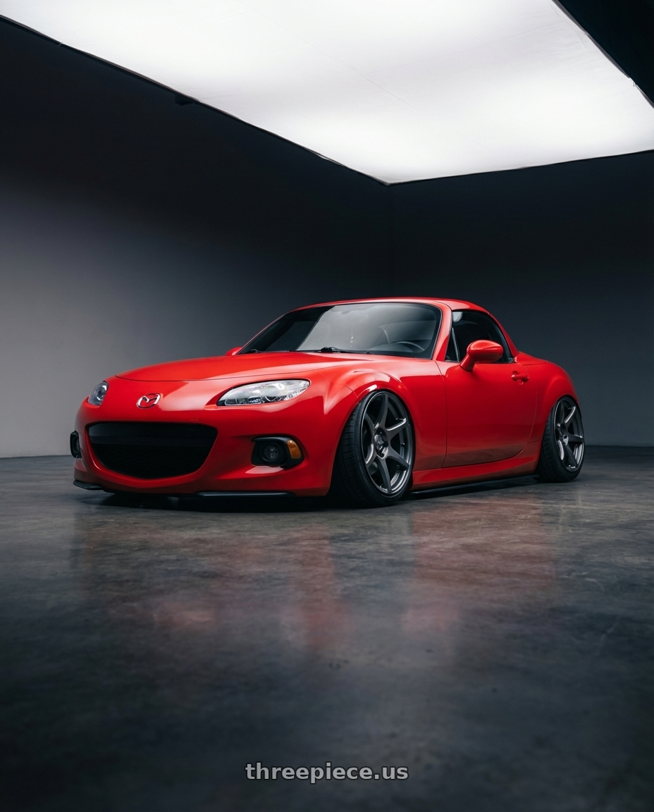 2012 Mazda MX-5 Miata NC with Kansei K11G Tandem 5x114.3 17x9 22 Gunmetal wheels