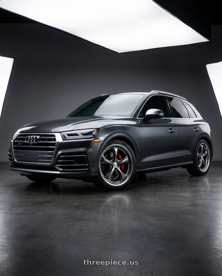 2018 Audi sq5 with Work Wheels VS-KF 5x112 21x10+28 Brilliant Silver Black A Disk FULL REVERSE wheels