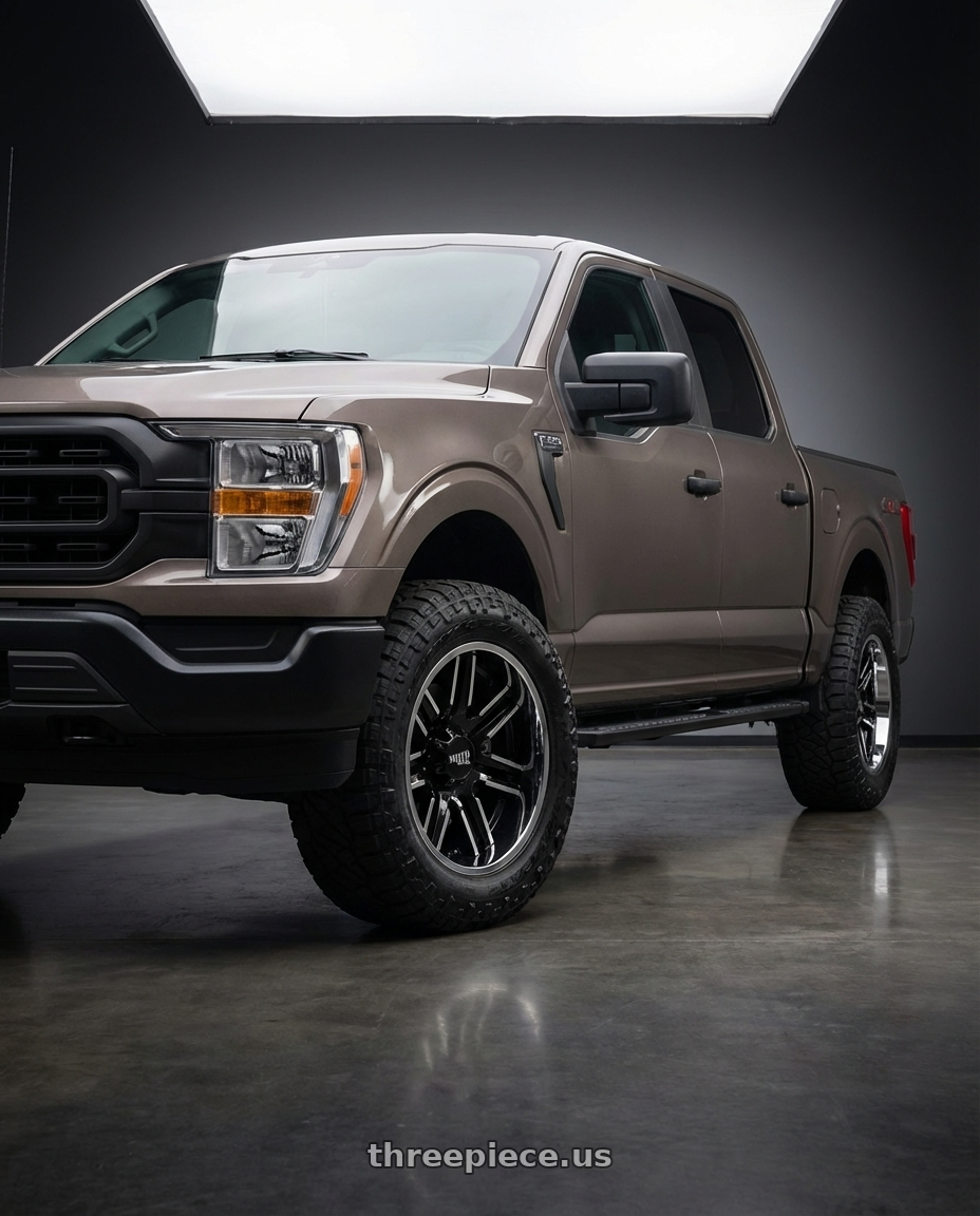 2019 Ford F-150 with Moto Metal MO202 6X135 20X12 -44 GLOSS BLACK MACHINED CENTER CHROME LIP wheels