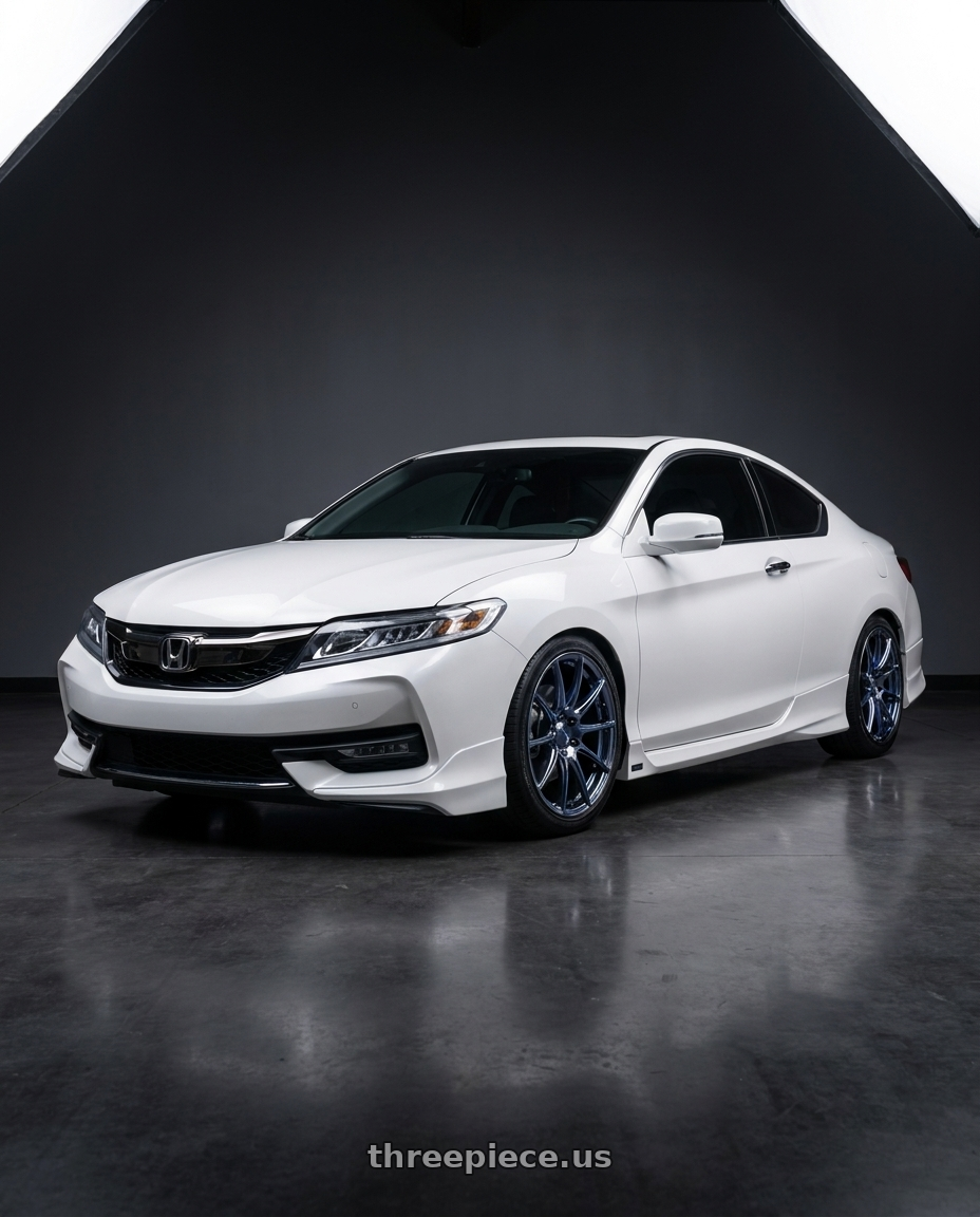 2017 Honda Accord Coupe Touring with WedsSport SA-25R 5x114.3 18x8.5+35 Blue Light Chrome II wheels