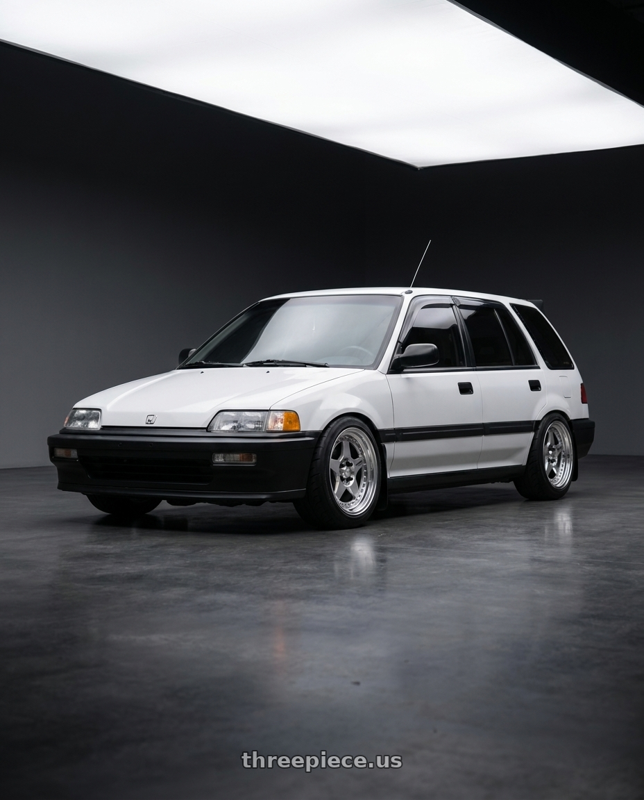 1991 Honda civic wagon with Work Meister Cr01 4x100 15x7+35 A Disk Bright Buff Finish wheels