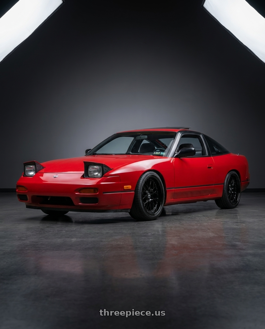 1991 Nissan 240SX with ESR Wheels CS SERIES CS11 5x115 18x9.5 +35 Gloss Black wheels