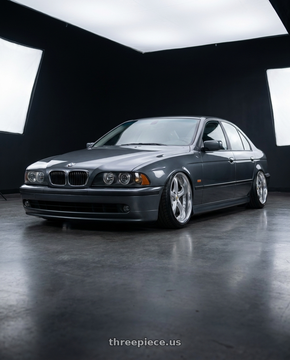 2000 BMW 528I Anthracite Metallic with Work Wheels VS-KF 5x120 18x9.5+22 Light Grey Silver L Disk FULL REVERSE wheels