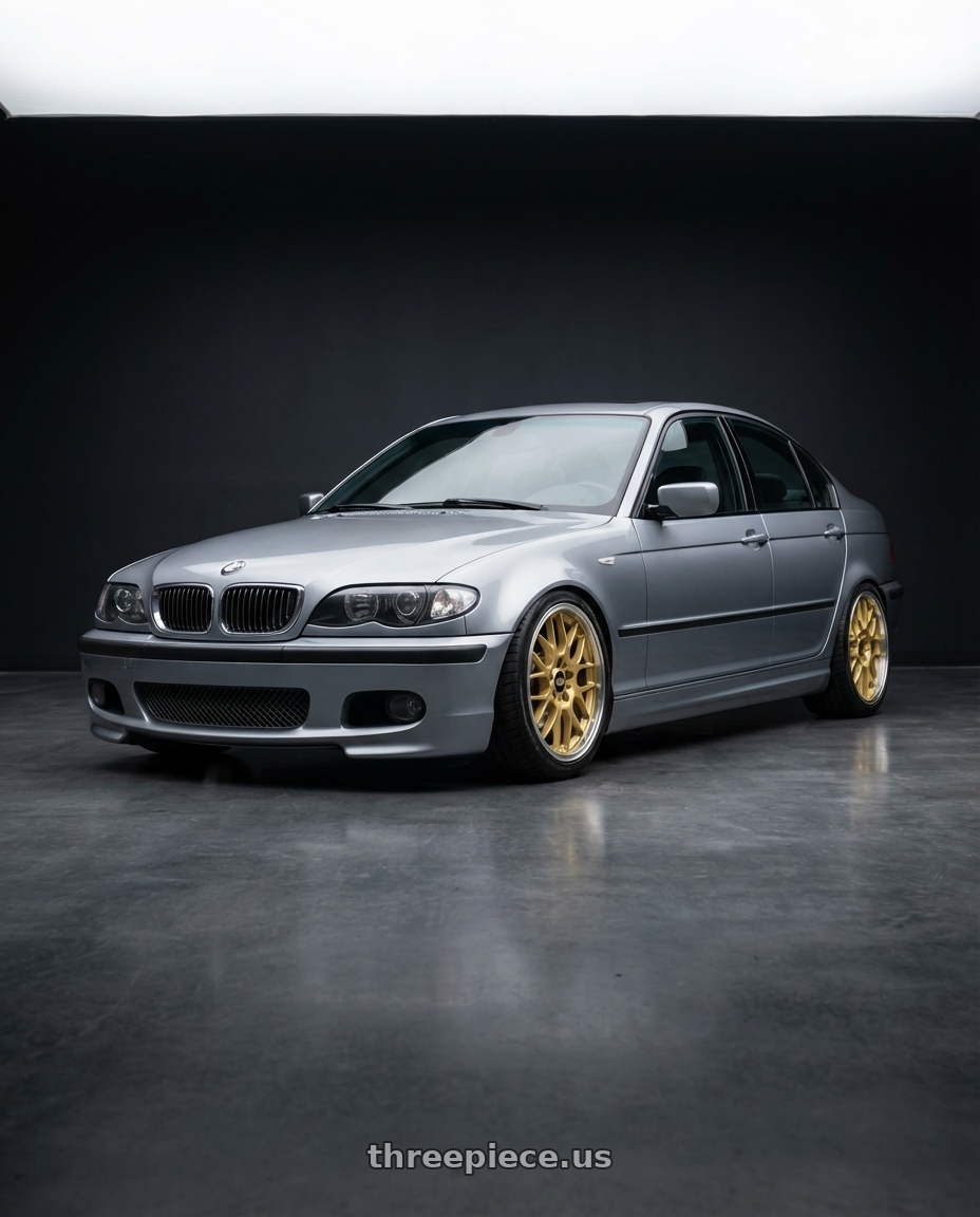 2004 BMW 330i ZHP Silbergrau Metallic with BBS RG-R 5x114.3 18x8.5 +36 Gold wheels
