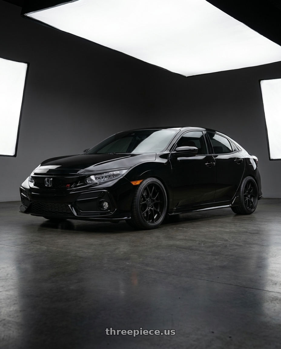 2021 Honda Civic Type R with Rotiform 207 5x120 18x9.5 +38 MATTE BLACK wheels