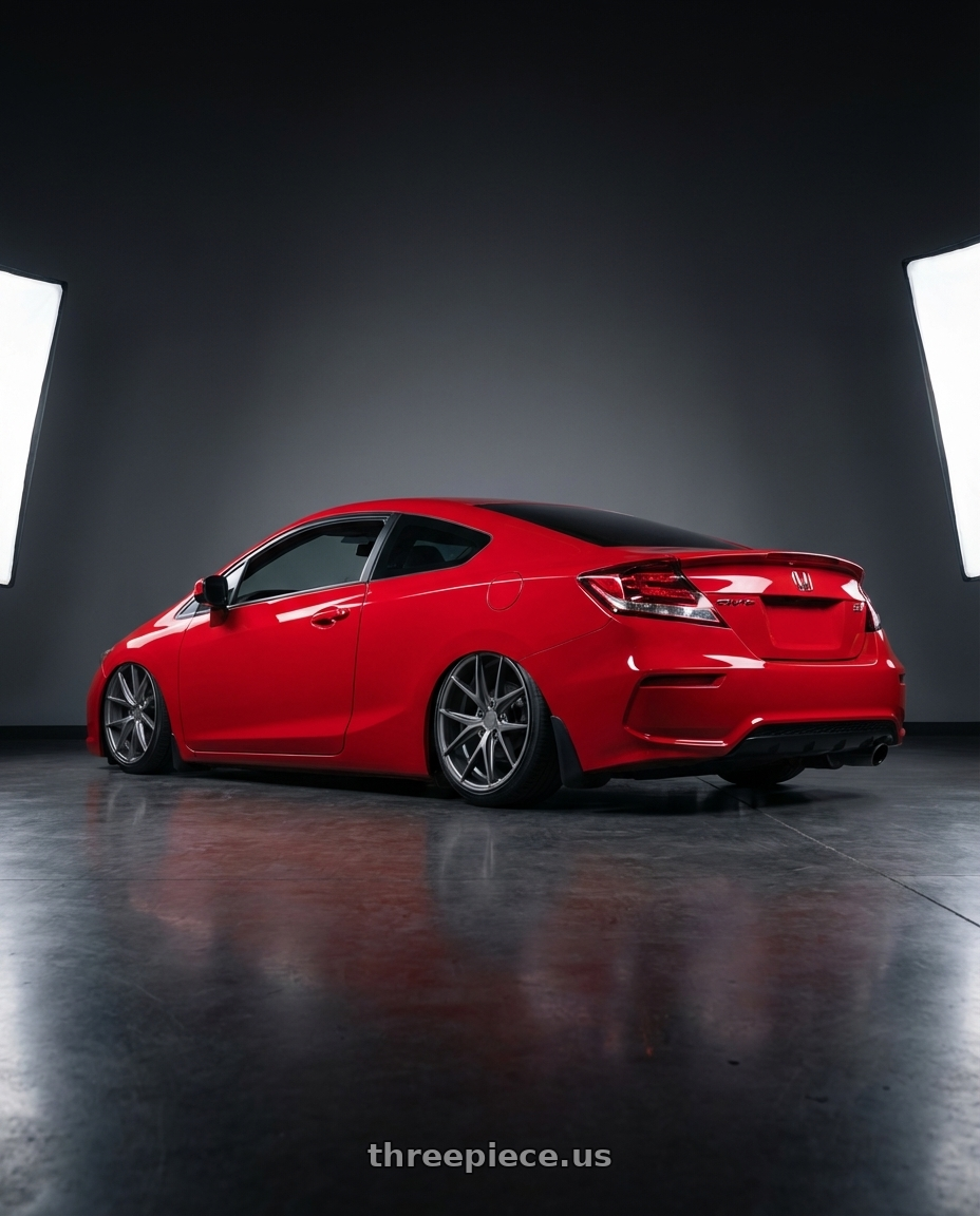 2011 Honda Civic Si with Niche 1PC M116 MISANO 5X114.3 18X9.5 +40 MATTE GUN METAL wheels rear three quarter view slight stretch tires